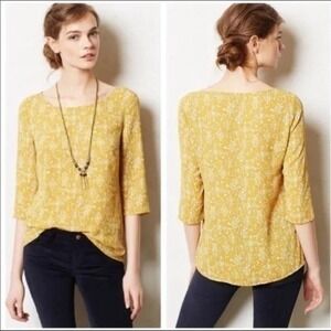 Anthropologie HD in Paris Cottagecore Top Size 4‎ Boho Romantic Parisian Damask